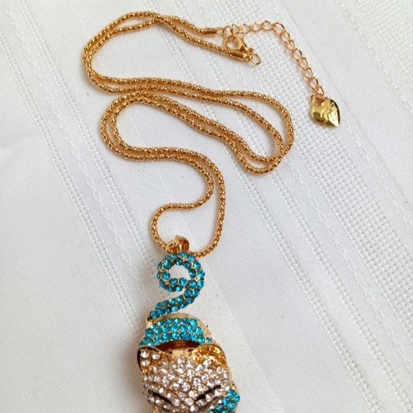 Betsey Johnson Totoro Kitty Cat Blue Rhinestones NWT NEW 26" Anime - Picture 7 of 8